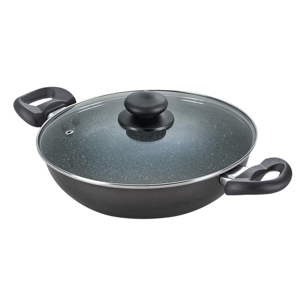 Prestige Omega Deluxe Granite Non-stick Kadai with Glass Lid, 260 cm